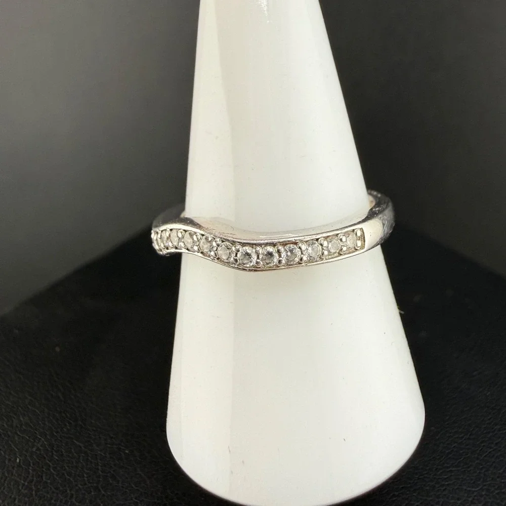 Vintage QVC Epiphany Sterling Silver Band Ring CZ Size 9